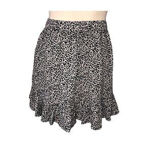 American Eagle Leopard Print Skirt Size XS Cheetah Mini Ruffled Black White Mini